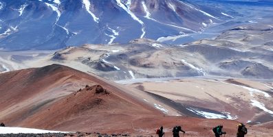 Exploring in Atacama Desert the highest volcano in the world: Ojos del Salado