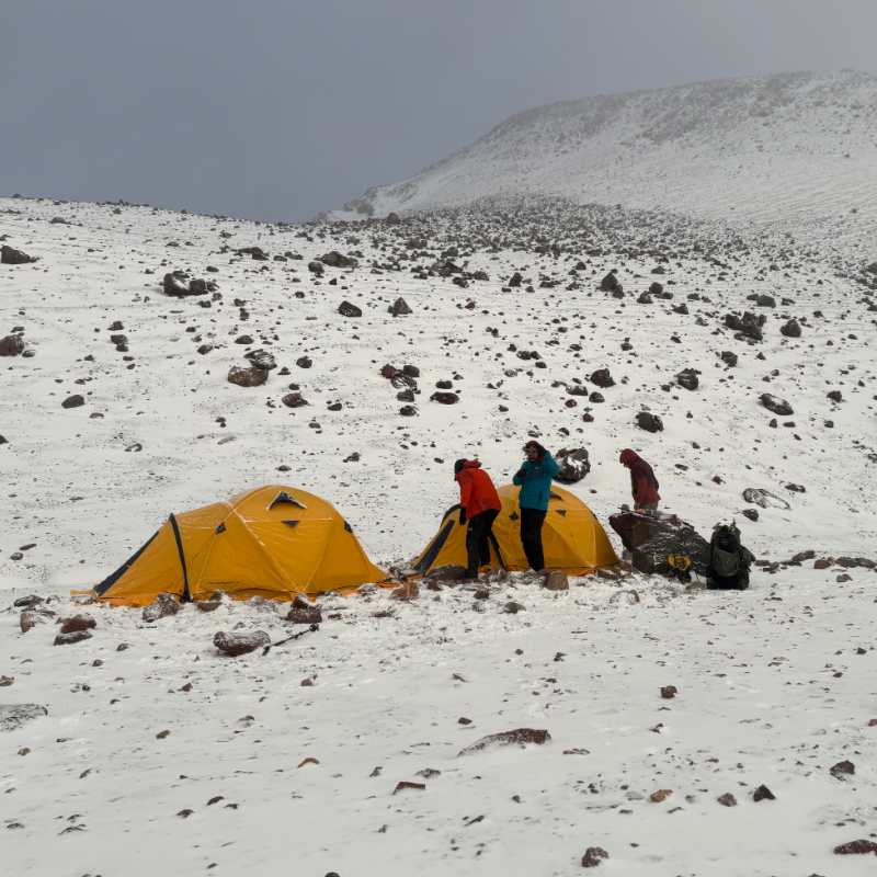 Climbers acclimatizing at base camp