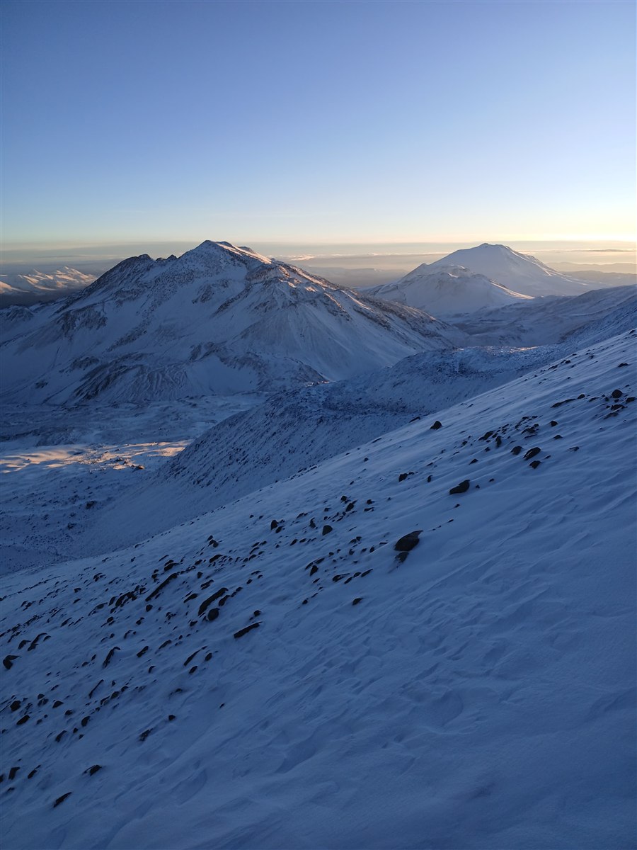 Dawn from the upper slopes of Ojos del Salado — Andean winter, Chile